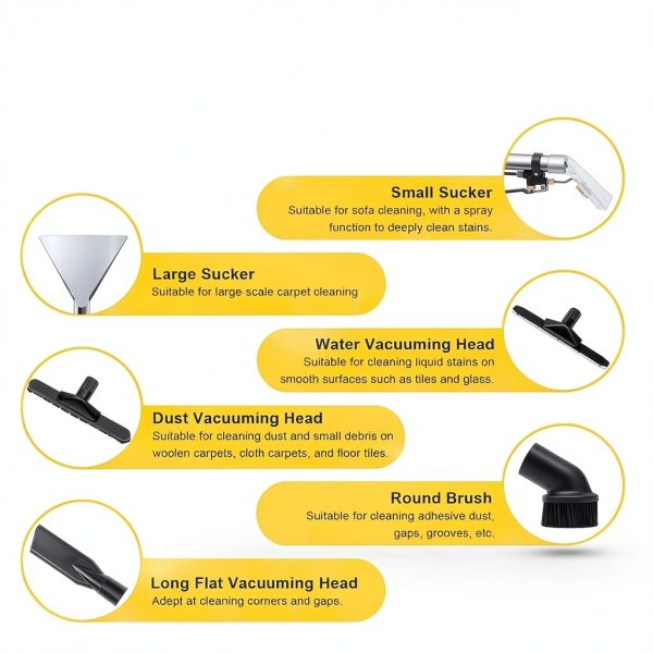 Professional 40L Commercial Carpet Cleaner Machine -1034W, 230mbar Vacuum Suction, Circulating Air Cooling, IPX4 - Carpet Cleaning Machine for Home, Stairs, Apartment, Cars-4